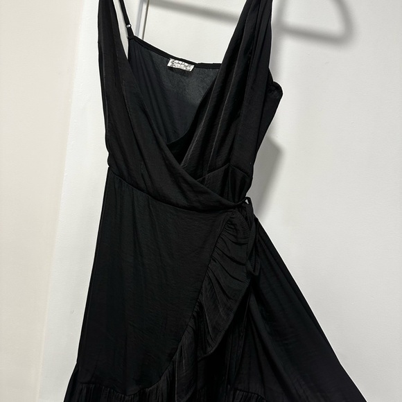 Free People Intimately Black satin wrap dress - Picture 4 of 4
